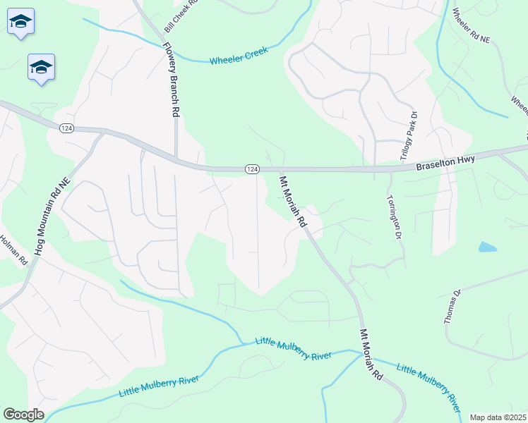 map of restaurants, bars, coffee shops, grocery stores, and more near 1495 Moriah Trce in Auburn