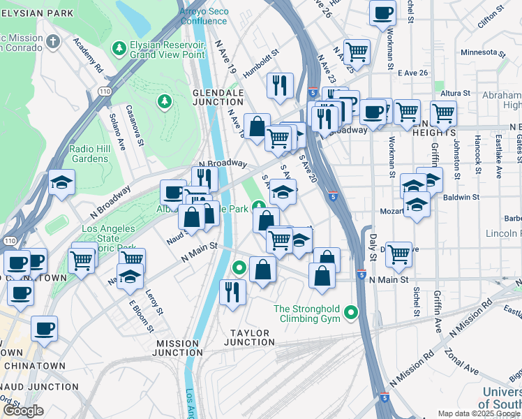 map of restaurants, bars, coffee shops, grocery stores, and more near 260 South Avenue 17 in Los Angeles