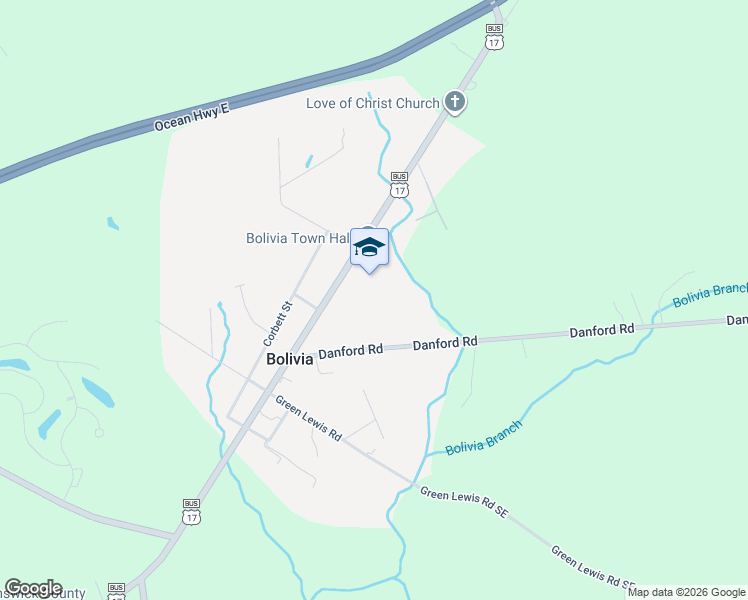 map of restaurants, bars, coffee shops, grocery stores, and more near 4036 U.S. 17 Business in Bolivia