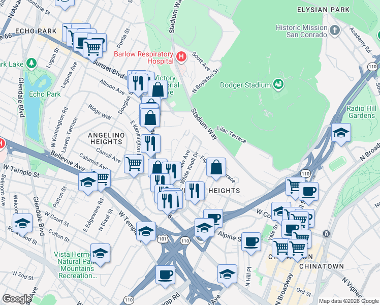 map of restaurants, bars, coffee shops, grocery stores, and more near 979 Marview Avenue in Los Angeles