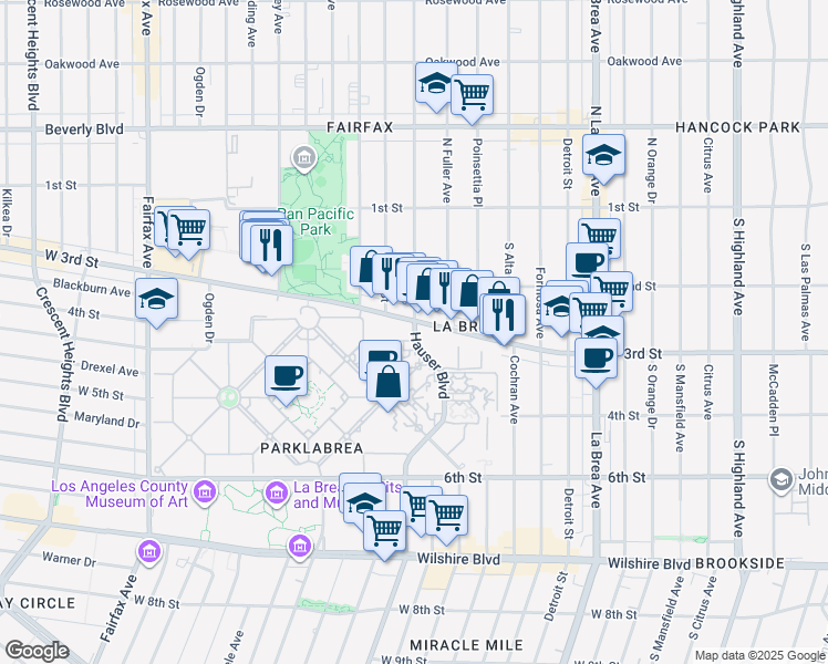 map of restaurants, bars, coffee shops, grocery stores, and more near 5907 Colgate Avenue in Los Angeles