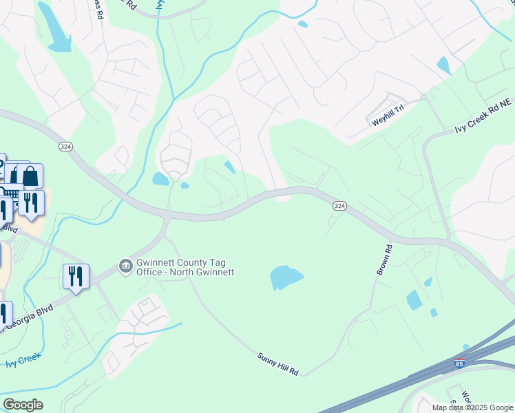 map of restaurants, bars, coffee shops, grocery stores, and more near 2998 Gravel Springs Road in Buford