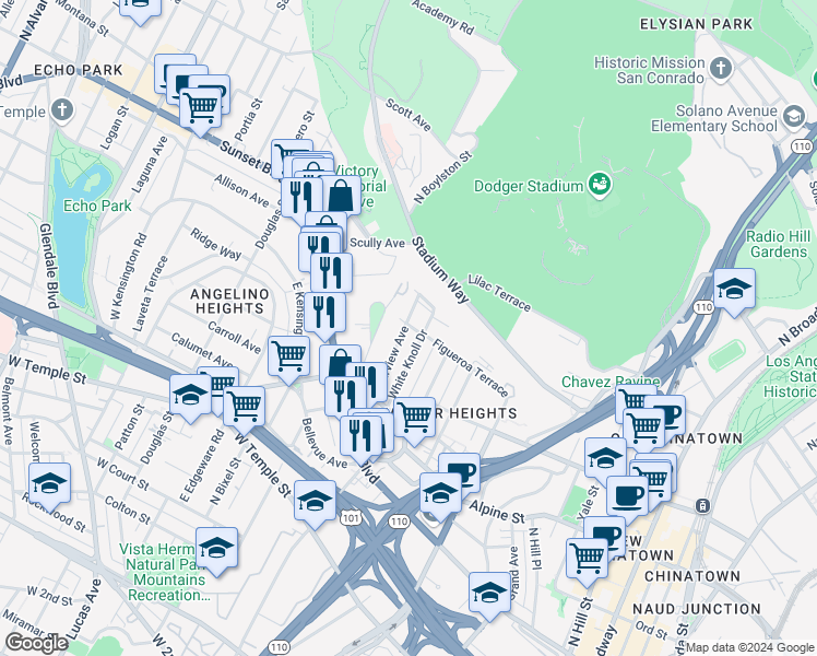 map of restaurants, bars, coffee shops, grocery stores, and more near 979 Marview Avenue in Los Angeles