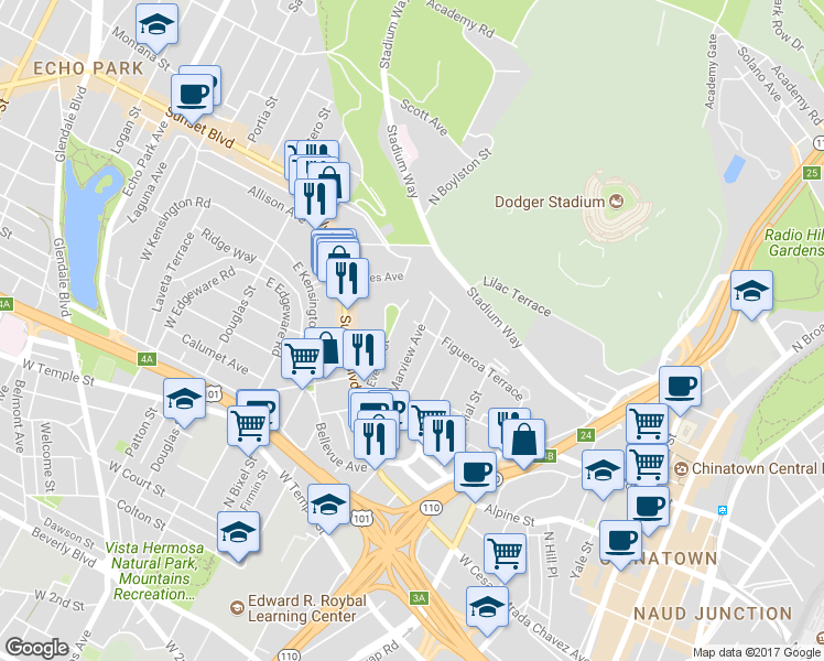 map of restaurants, bars, coffee shops, grocery stores, and more near 977 1/2 Marview Avenue in Los Angeles