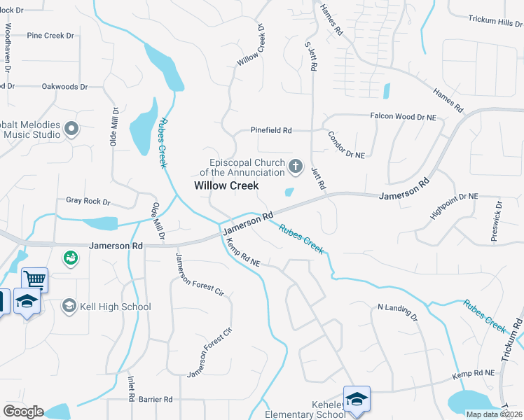 map of restaurants, bars, coffee shops, grocery stores, and more near 4873 Sydney Lane in Marietta