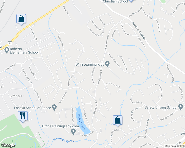 map of restaurants, bars, coffee shops, grocery stores, and more near 4060 Windgrove Crossing in Suwanee