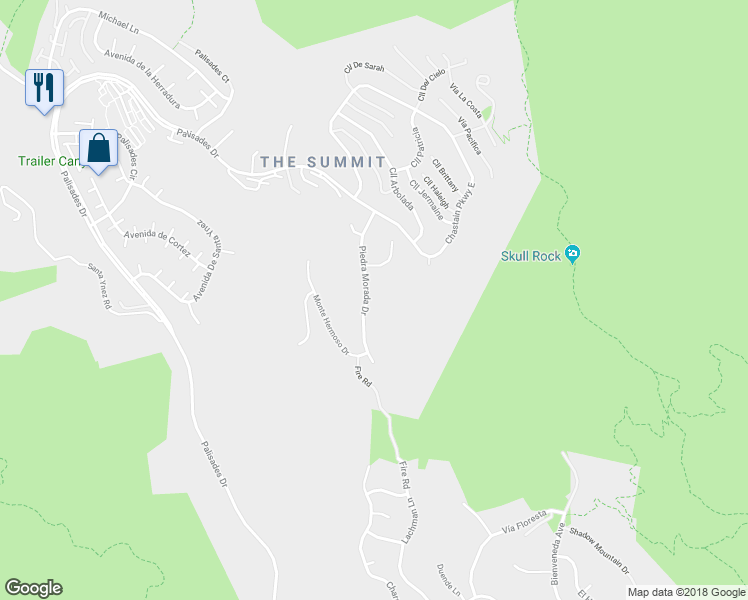 map of restaurants, bars, coffee shops, grocery stores, and more near 1254 Piedra Morada Drive in Los Angeles