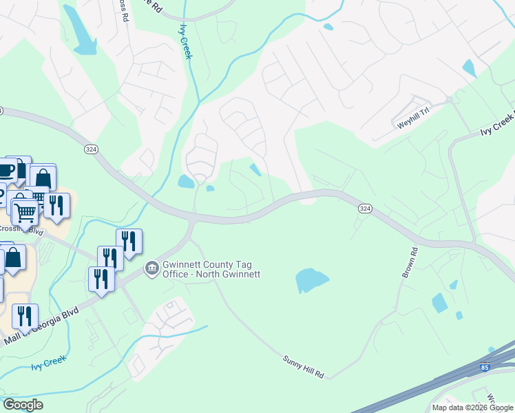 map of restaurants, bars, coffee shops, grocery stores, and more near 3013 Gravel Springs Road in Buford