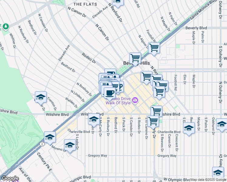 map of restaurants, bars, coffee shops, grocery stores, and more near 468 North Camden Drive in Beverly Hills