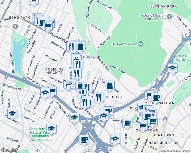 map of restaurants, bars, coffee shops, grocery stores, and more near 979 Marview Avenue in Los Angeles