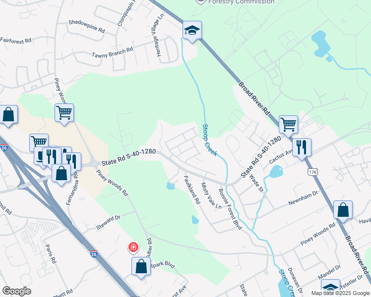 map of restaurants, bars, coffee shops, grocery stores, and more near 514 Lanesborough Drive in Columbia