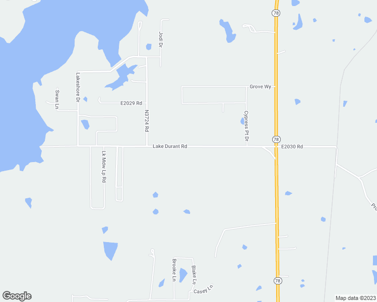 map of restaurants, bars, coffee shops, grocery stores, and more near 705 Lake Durant Road in Durant