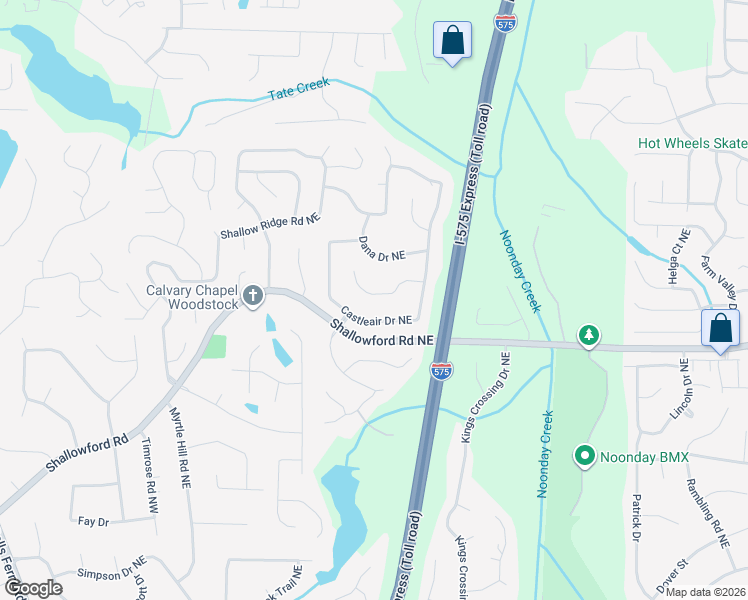 map of restaurants, bars, coffee shops, grocery stores, and more near 178 Castleair Court Northeast in Kennesaw