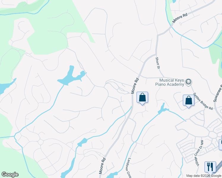 map of restaurants, bars, coffee shops, grocery stores, and more near 4565 Whitestone Way in Suwanee