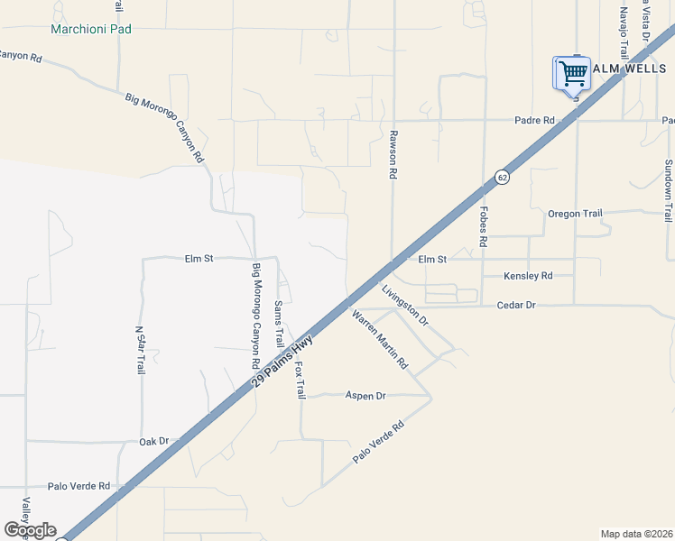 map of restaurants, bars, coffee shops, grocery stores, and more near Green Trail in Morongo Valley