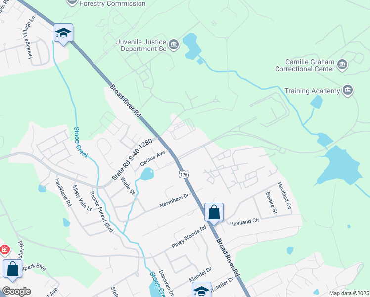 map of restaurants, bars, coffee shops, grocery stores, and more near 4444 Broad River Road in Columbia
