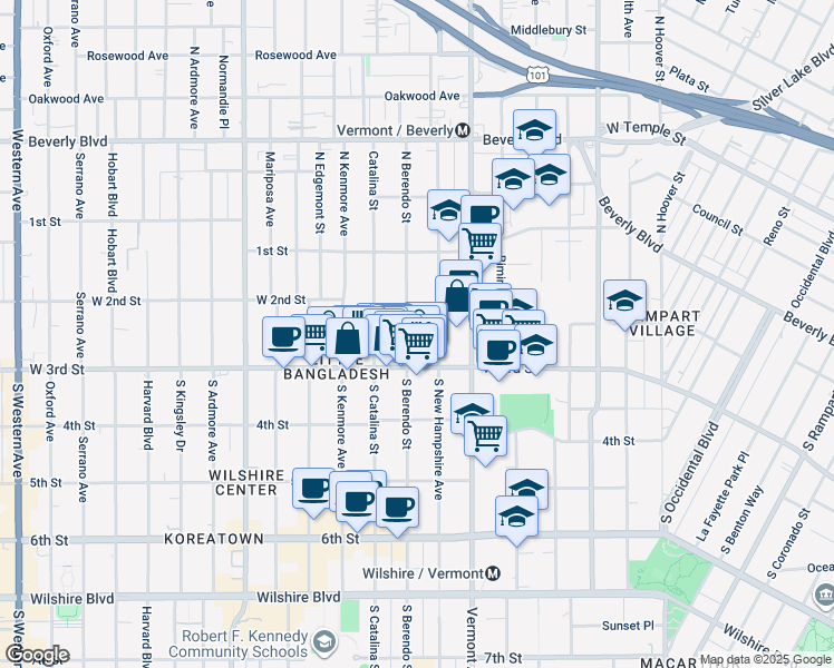 map of restaurants, bars, coffee shops, grocery stores, and more near in Los Angeles
