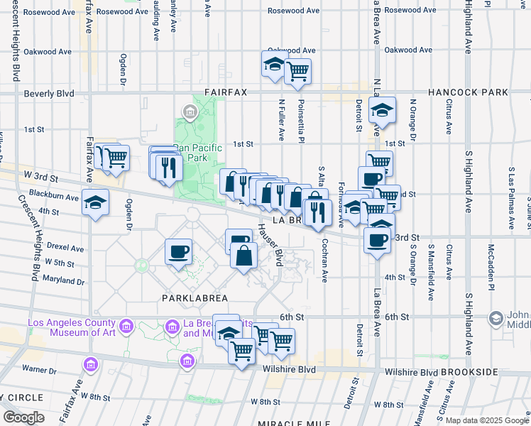 map of restaurants, bars, coffee shops, grocery stores, and more near 5907 Colgate Avenue in Los Angeles