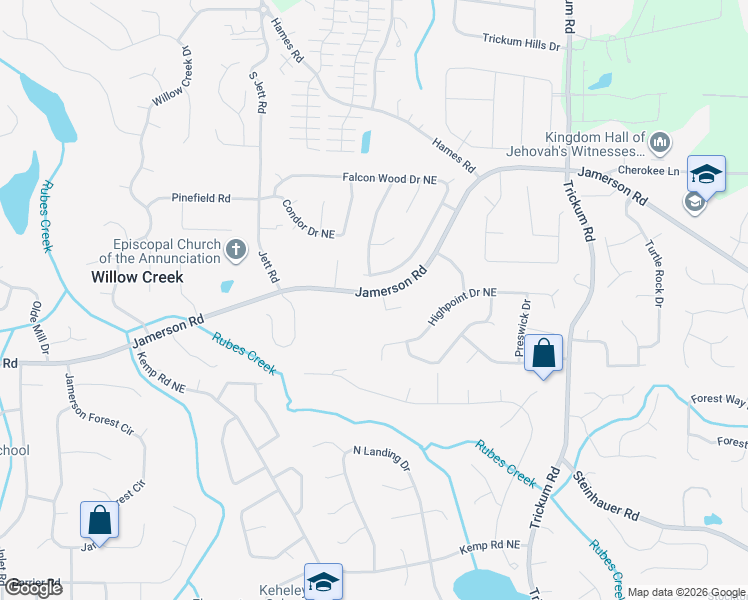 map of restaurants, bars, coffee shops, grocery stores, and more near 1932 Jamerson Road in Marietta