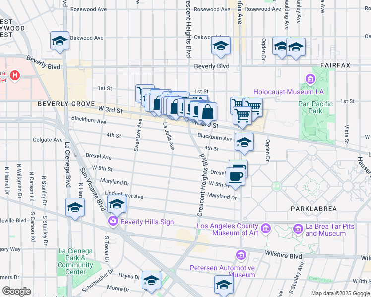 map of restaurants, bars, coffee shops, grocery stores, and more near 8126 4th Street in Los Angeles