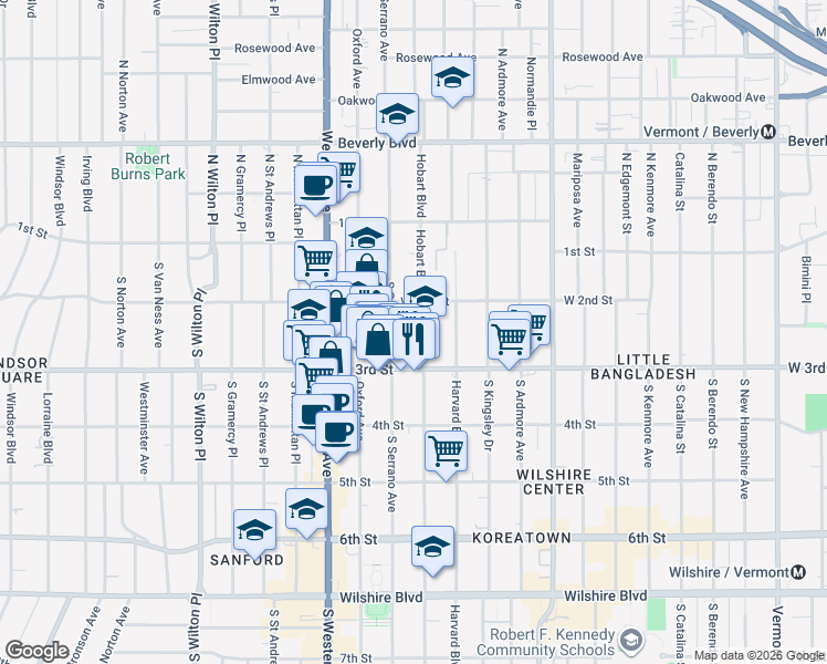 map of restaurants, bars, coffee shops, grocery stores, and more near in Los Angeles
