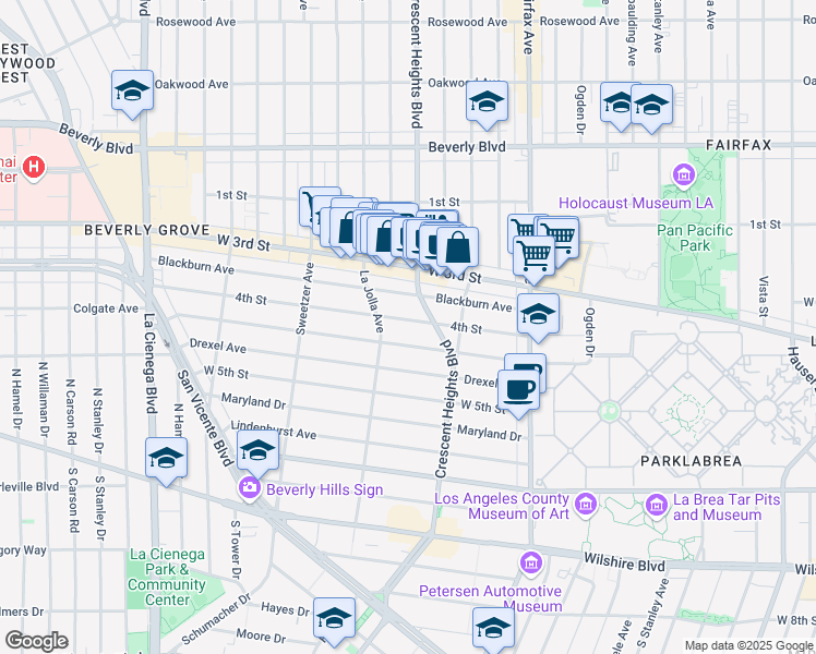 map of restaurants, bars, coffee shops, grocery stores, and more near 8126 4th Street in Los Angeles