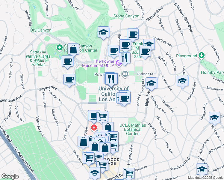 map of restaurants, bars, coffee shops, grocery stores, and more near in Los Angeles