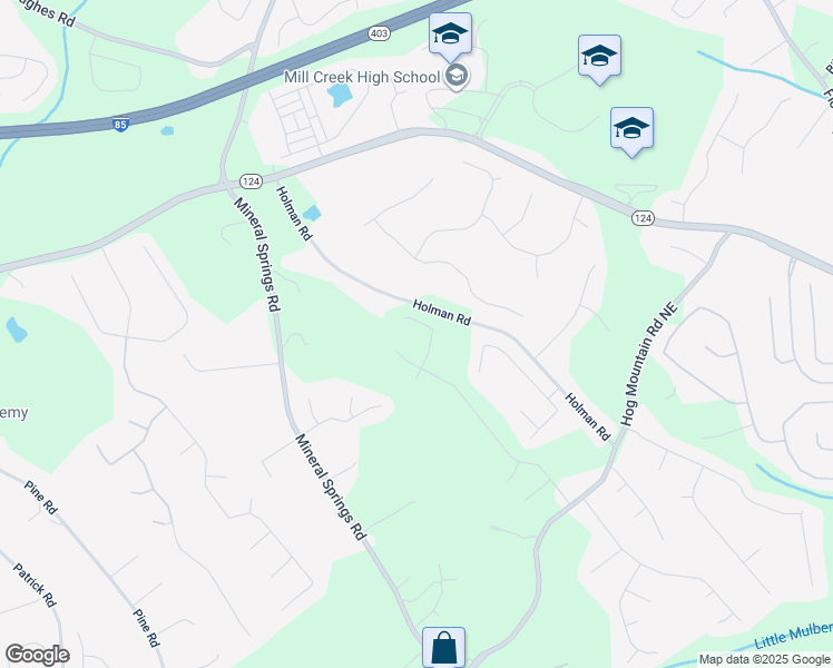 map of restaurants, bars, coffee shops, grocery stores, and more near 1875 Holman Road in Hoschton