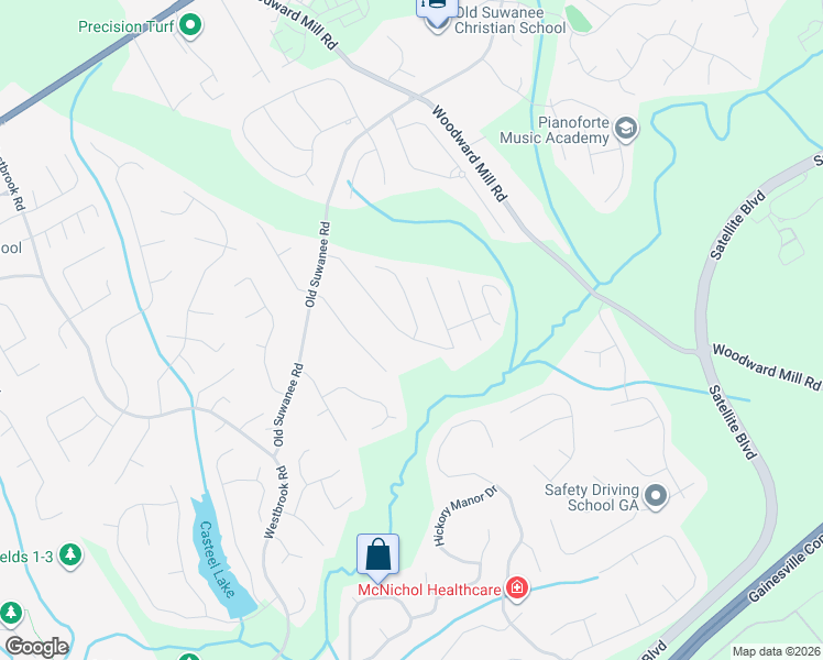 map of restaurants, bars, coffee shops, grocery stores, and more near 3895 Crescent Walk Lane Northeast in Suwanee