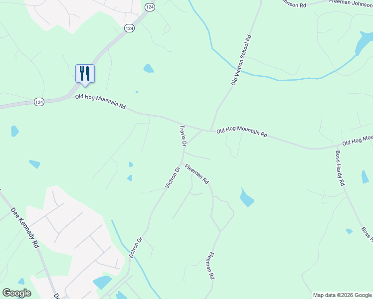 map of restaurants, bars, coffee shops, grocery stores, and more near 1211 Victron Drive in Hoschton