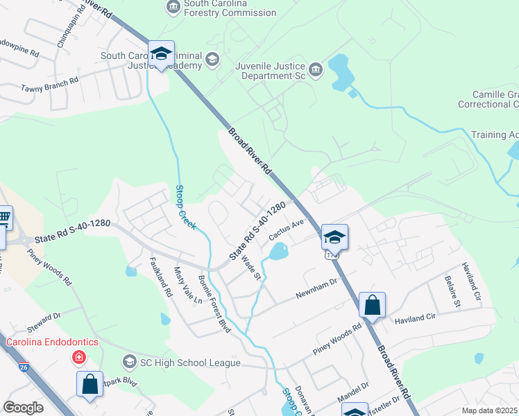 map of restaurants, bars, coffee shops, grocery stores, and more near 127 Hunters Grove Drive in Columbia
