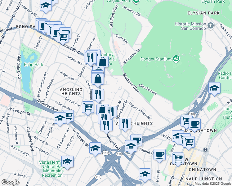 map of restaurants, bars, coffee shops, grocery stores, and more near 1047 Everett Place in Los Angeles