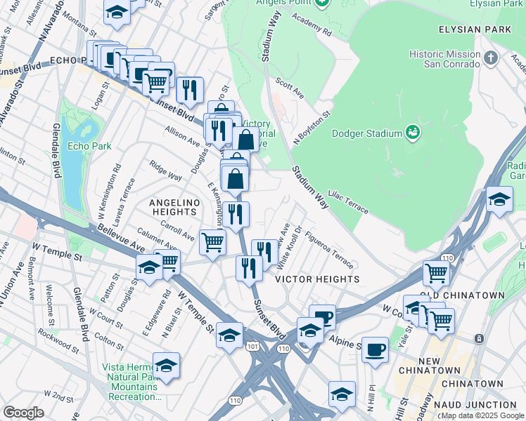 map of restaurants, bars, coffee shops, grocery stores, and more near 1230 Innes Avenue in Los Angeles