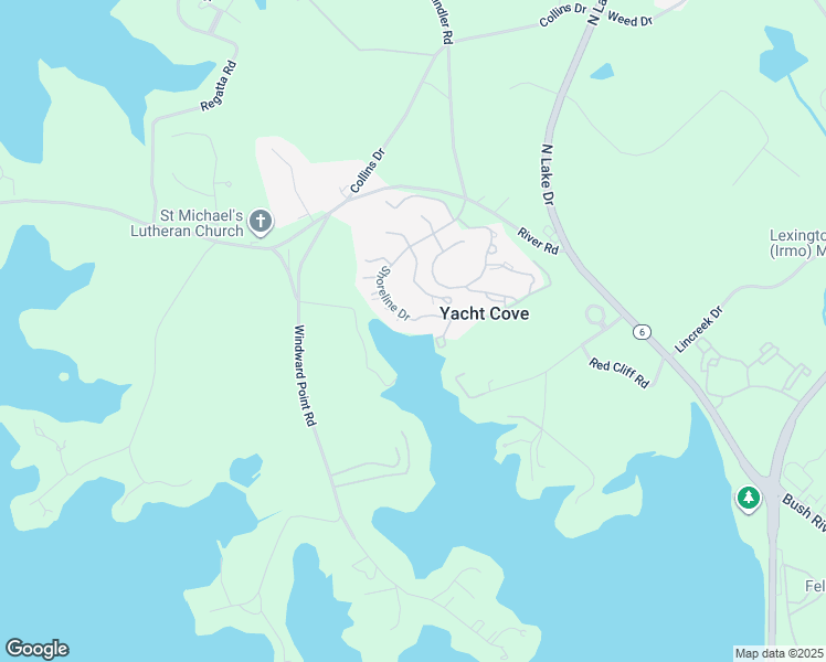 map of restaurants, bars, coffee shops, grocery stores, and more near 227 Shoreline Drive in Columbia