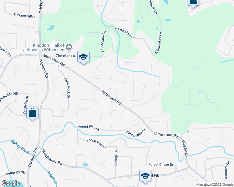 map of restaurants, bars, coffee shops, grocery stores, and more near 4976 Concert Lane in Marietta