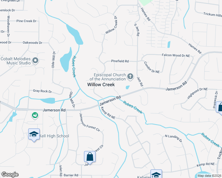 map of restaurants, bars, coffee shops, grocery stores, and more near 4903 Sydney Lane in Marietta