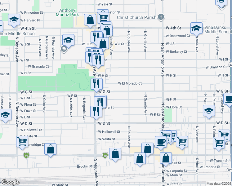 map of restaurants, bars, coffee shops, grocery stores, and more near in Ontario