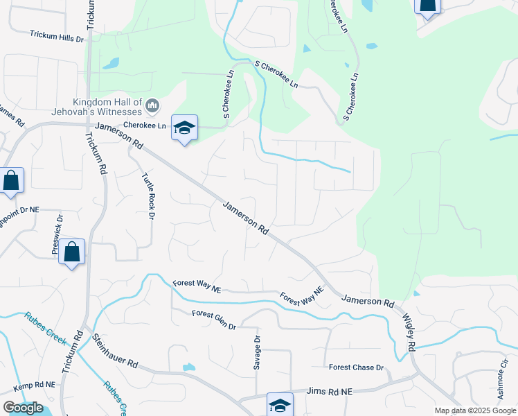 map of restaurants, bars, coffee shops, grocery stores, and more near 4976 Concert Lane in Marietta