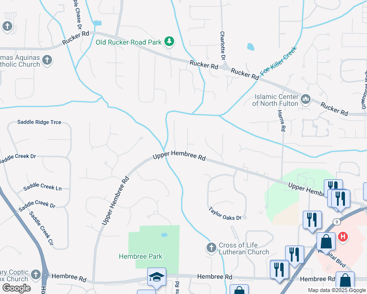 map of restaurants, bars, coffee shops, grocery stores, and more near 11875 Stradford Wood in Roswell