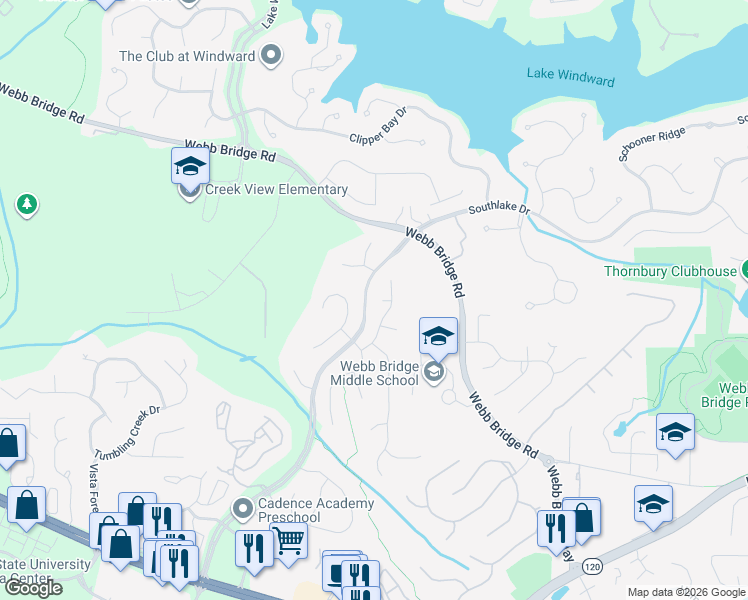 map of restaurants, bars, coffee shops, grocery stores, and more near 323 Calla Lane in Alpharetta