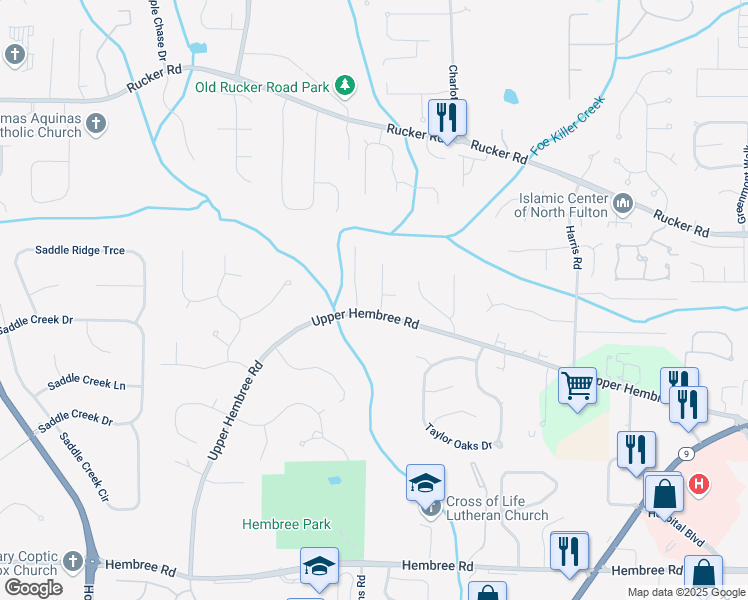 map of restaurants, bars, coffee shops, grocery stores, and more near 11875 Stradford Wood in Roswell