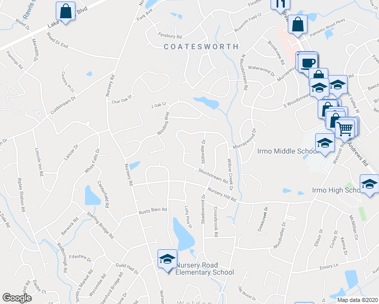 map of restaurants, bars, coffee shops, grocery stores, and more near 100 Devonwood Court in Columbia