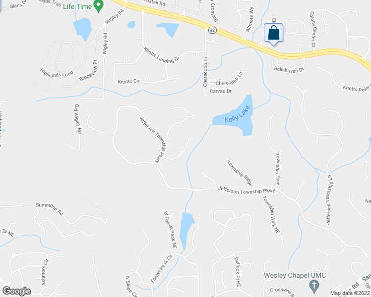 map of restaurants, bars, coffee shops, grocery stores, and more near 5001 Township Cove Road in Marietta