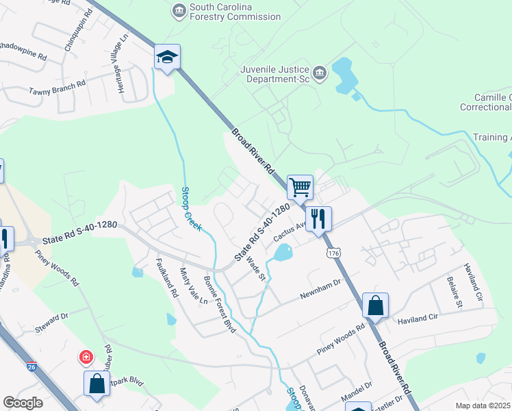 map of restaurants, bars, coffee shops, grocery stores, and more near 127 Hunters Grove Drive in Columbia