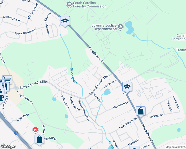 map of restaurants, bars, coffee shops, grocery stores, and more near 127 Hunters Grove Drive in Columbia