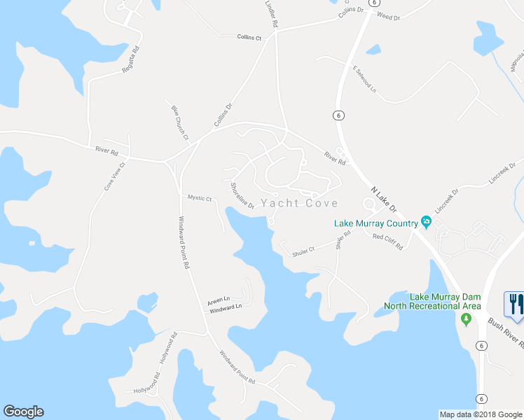 map of restaurants, bars, coffee shops, grocery stores, and more near 314 Shoreline Drive in Columbia