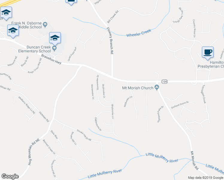 map of restaurants, bars, coffee shops, grocery stores, and more near 2026 Skybrooke Ln in Hoschton