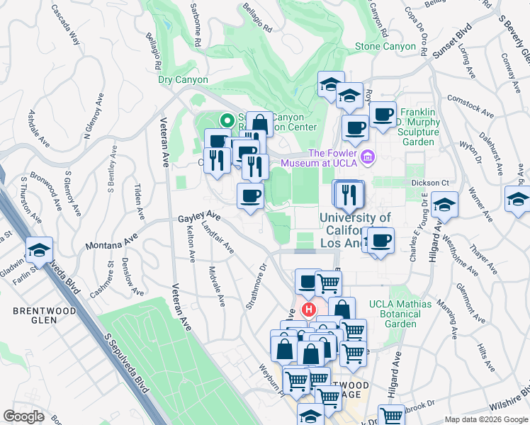 map of restaurants, bars, coffee shops, grocery stores, and more near in Los Angeles