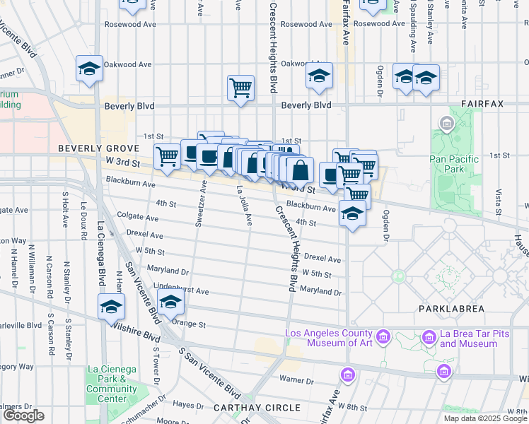 map of restaurants, bars, coffee shops, grocery stores, and more near 8133 4th Street in Los Angeles
