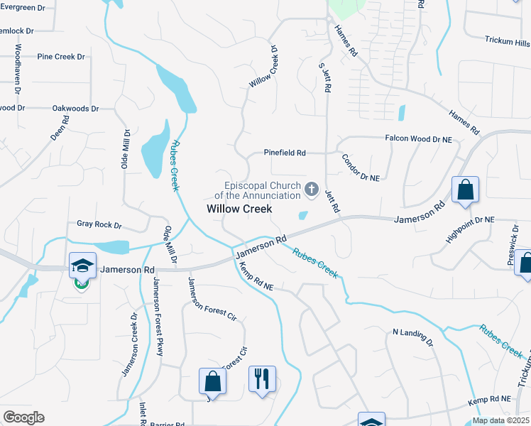 map of restaurants, bars, coffee shops, grocery stores, and more near 4913 Sydney Lane in Marietta